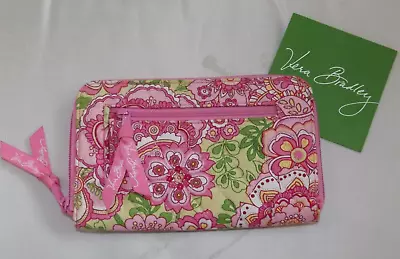 VERA BRADLEY Zip Around Wallet Wristlet - Petal Pink - Colorful Floral  Perfect • $36.95