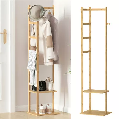 $46.96 • Buy Garment Coat Clothes Stand Rack Hat Shoe Wooden Hanger Holder Shelf Organizer AU