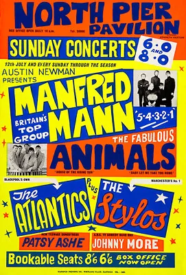 Manfred Mann - The Animals - 1964 - Concert Poster • $14.99