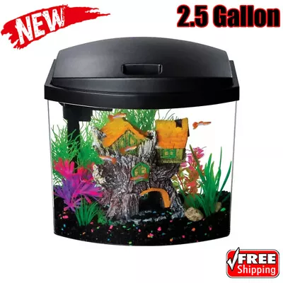 2.5 Gallon Aquarium Starter Kit Glass Plants Fish Tank Desk Decor Living Room US • $82.40