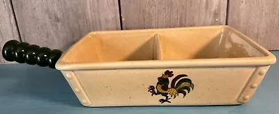 Metlox Poppytrail PROVINCIAL GREEN ROOSTER  12  DIVIDED VEGETABLE HANDLED DISH • $15.99