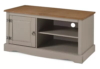 Corona TV Unit 1 Door Media Unit Grey Wax Solid Pine By Mercers Furniture® • £69.99