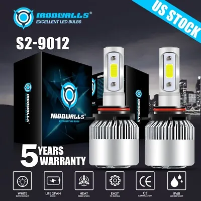 IRONWALLS HIR2 9012 LED Headlight Bulbs High Low Beam Super Bright 6500K White • $19.99