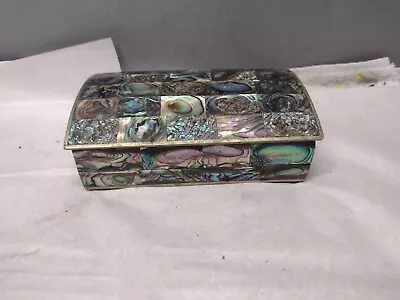 Vintage Alpaca Mexico Silver & Abalone Shell Wood Lined Box Mother Of Pearl  • $47.50