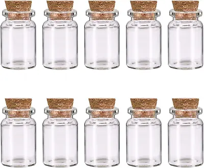 10 Pcs Small Glass Bottles With Cork Lids Mini Glass Bottles With Stoppers Jars • £7.04