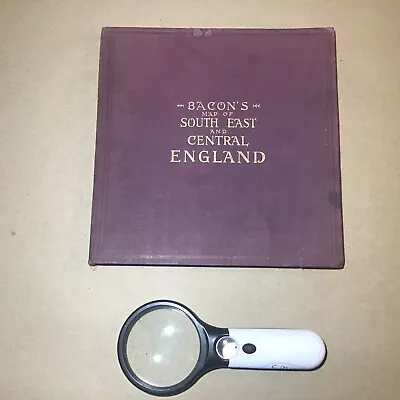 C1910 Bacon's Map Of South East & Central England 20 Panel Linen Map Pre WW1 VGC • £35