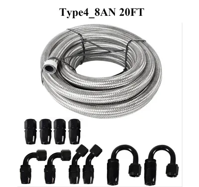Stainless Steel Braided 6/8/10/AN CPE Fuel/Oil/Gas Hose Line & Fittings Kit 20FT • $46.59