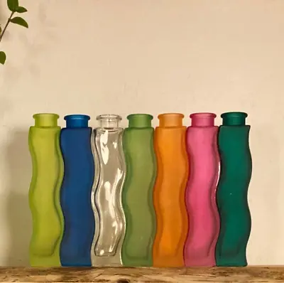 Vintage 1990s IKEA “Skamt” Wavy Squiggle Bud Flower Vase Frosted Glass 1PCS • $12