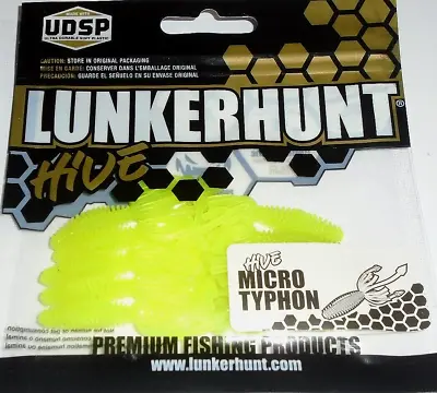 Lunkerhunt  1  Hive Micro Typhon Jig Trailers (Chartreuse Glow-10 Per Pack) • $4.47