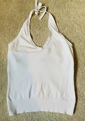 £8.99 • Buy GAP White Stretch Cotton Vest Built In Bra Halter Neck Size M