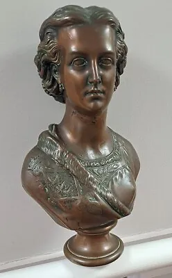 Antique Electroplated Copper Bust Of Queen Alexandra Of Great Britain Sculpture  • £87