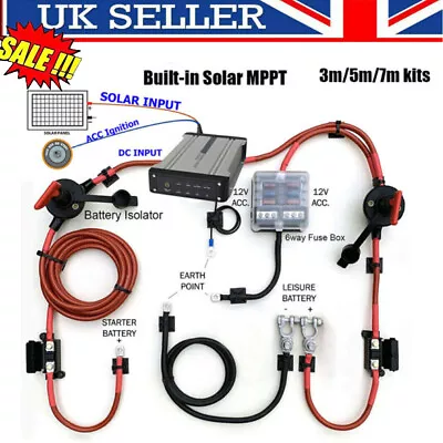 12V DC To DC Dual Battery Charger Kits Built-in Solar For Caravan Camper Van UK • £182.89