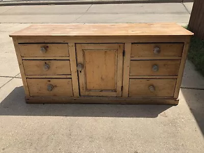 ANTIQUE ENGLISH PINE Country Farmhouse Console CUPBOARD Vtg CABINET Old Counter • $1599.99