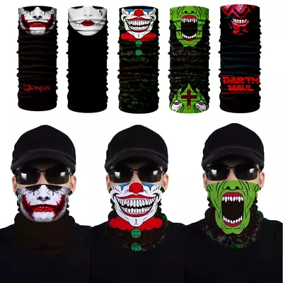 Breathable Balaclava Skull Joker Clown Neck Gaiter UV Protection Face Mask Scarf • $2.89