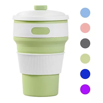 Collapsible Silicone Telescopic Water Bottle Foldable Portable Leakproof Cup - L • £9.99