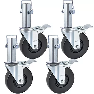 5  Scaffolding Casters Hard Rubber Wheels W/ Lock Brake 1.25  Square Shank 4 PCS • $39.99