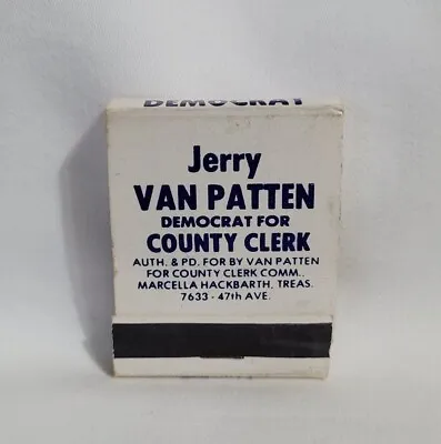 Vintage Jerry Van Patten County Clerk Marcella Hackbarth Matchbook Advertising • $12.99