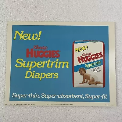 Vintage 1987 Huggies Diapers Advertisement Display Store Sign 7.5 X10  • $9.99