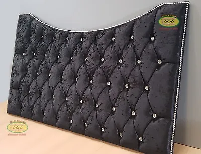 32  High Shalimar Headboard In Crushed VelvetFabric Buttons/diamanteChrome  • £144.99