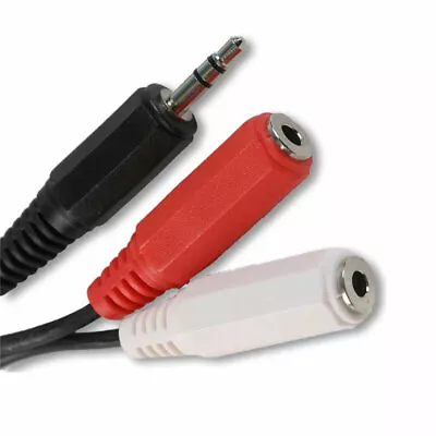 2m STEREO 3.5mm Mini Jack To 2x TWIN MONO RED WHITE Splitter Audio Cable Adapter • £3.65