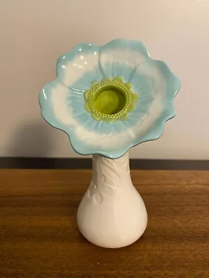 Grasslands Road Ceramic Single Flower Tilted Bud Vase Blue White • $10.50
