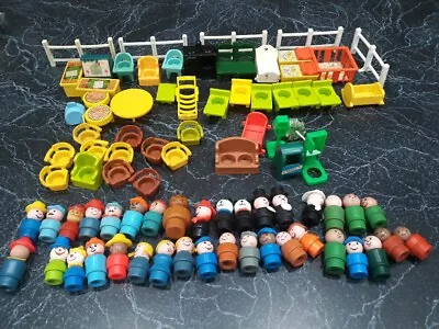 Vintage Fisher Price 36 Little People Furniture Chairs Animals Please See Photos • $20.50
