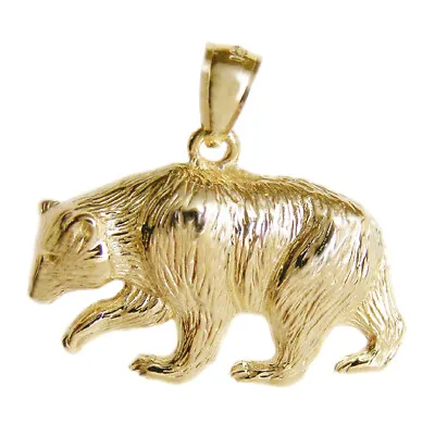 New 14k Gold Grizzly Bear Pendant • $299