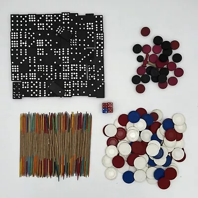 Vintage Domino Checkers Poker Chips Fiddlestix Game Replacement Parts Read • $10