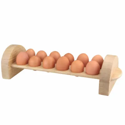 £8.99 • Buy DURABLE Rubberwood Wooden 12 Egg Rack Display Holder Container Kitchen Storage 