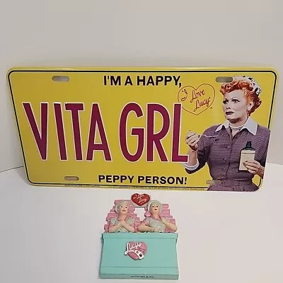 I Love Lucy Metal License Plate Tag Vita GRL I'm A Happy Peppy Person+ Ornament  • $10