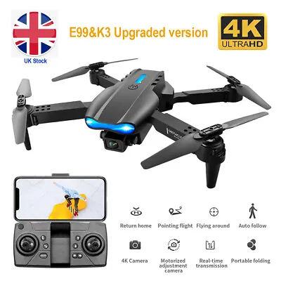 4K Drone X Pro RC Drones HD Dual Camera FPV WIFI 3D Foldable Quadcopter Gift *UK • £32.99