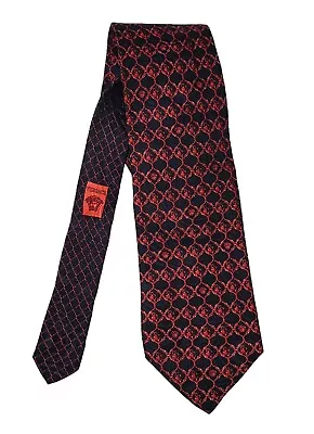 Gianni Versace Seta Silk Tie Blue Pink/Red Geometric Medusa Baroque Mesmerizing • $44.95