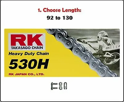 RK 530 HD Standard Non-sealed Motorcycle Drive Chain Natural W/ Clip Master Link • $41.10