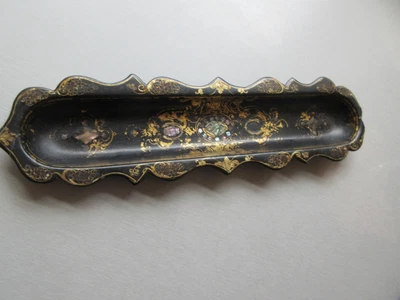 £4.99 • Buy Victorian Jennens Bettridge Papier Mache With Mother Of Pearl Inlay Pen Tray