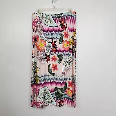 Chico's Colorful Paisley Floral Print Pull-On Long Maxi Skirt Size 2 (L/12) • $24.75