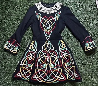 Irish Dance Dress W/ Celtic Symbol & Embroidery Wool Material Size 10 • $300