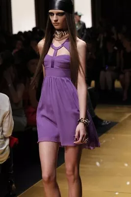 RUNWAY Versace For HM Purple Silk Dress Size 36 XXS-XS • $75