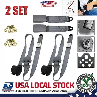 Retractable 3 Point Safety Seat Belt Straps Front Auto Vehicle Adjustable Gray • $51.99