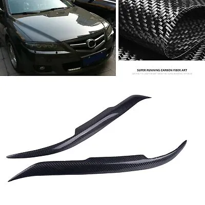 Carbon Fiber Black Headlight Eyebrow Eyelid Cover For 2003-2013 2012 Mazda 6 • $32.15