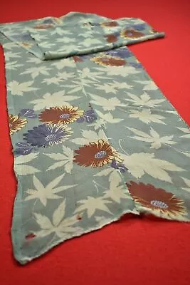 Vintage Japanese Kimono Fabric Silk Antique Boro Kusakizome CHIRIMEN 51 /UT55/40 • £5.68