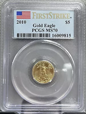 1/10 Oz GOLD Eagle $5 PCGS MS-70 --Worth Over $400-- DON'T BUY GOLD FROM COSTCO • $349