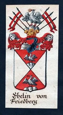 18. Jh - Ebelin Auf Friedberg Bohemia Coat Of Arms Manuscript • £19.48