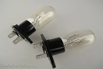 2 X Microwave Oven Lamp T170 240V 25W 6.3mm Terminals Fits Many Models • £10.49