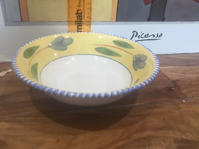 Maxam Italy Mediterranean Serving Soup  Salad Yellow Blue 10'' X3'' Excellent • $25.54