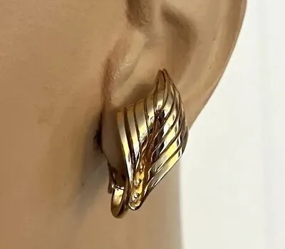 NAPIER Signed Vintage Clip On Earrings Gold Tone Leaf Modernist Art Deco • $6.99