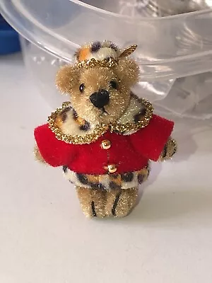 Miniature 1.5” Tall Articulated Teddy Bear In Royal Coat Hat Gold Edging • $18.99