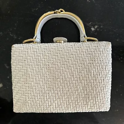 Vintage RODO Straw Woven ITALY Purse Bag Metal Handles • $29