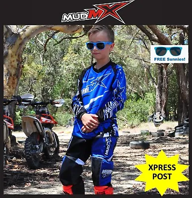 MOTOCROSS MX BMX OUTFIT(Pants+Jersey) Kids Youth Junior Dirt Bike Gear - BLUE • $85.99