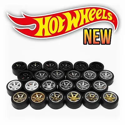 1/64 Scale TE37 V7 6 SPOKE Real Rider Wheels Rims Tires Set For Hot Wheels • $7.99