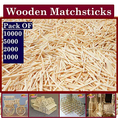 Wood Plain Matchsticks: Model Arts Craft Splint (150 500 1000 2000 5000 Pcs) • £5.39